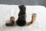 Glass Indian Boy, Cowboy Boot & Ceramic Pipe Bowl