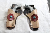 Pair of Texas Cap Guns & Holsters Long Horn Steers