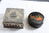Metal Vanity Box & Lacquer Trinket Box Foreign Made