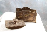 Jennings Bros 1860 Brass Ink Blotter + Letter Holder
