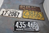 Old License Plates Minn. Wisc. & Iowa