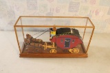 Handcrafted Wooden Stagecoach in Display Case Meas.