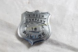 Kirsch Company Employee Police Badge #18