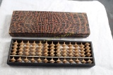 Old Japanese Wood Travel Abacus in Box Measures