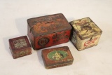 4 Tobacco Tins Cans Just Suits, Cinco, Old English