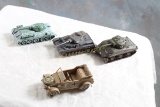 3 Corgi U S Army Tanks & 1 Jeep Toys 1:64 Scale