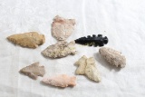 Lot of Found Arrowheads Largest is 2 1/4