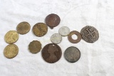7 Coins 2 are Silver Canadian Dimes, 1860 Britain