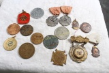 Lot of Old Pins, Medals, Tokens Firemen, Detective