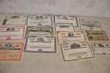 13 Old Railroad Stock Certificates Little Miami,