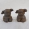 2 Hubley puppy cast iron paper weights