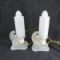 2 Art Deco Frosted Glass Lamps- Nude on Moon