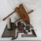 Antique tools- Wooden Vise, Grinder, Wrench