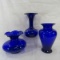 3 Cobalt Blue Vases- 1 is AFGWU