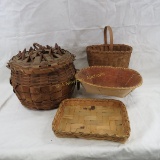 4 Vintage Winnebago Ho-Chunk Hand Woven Baskets