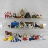 Miniature toys, clocks, animals and more