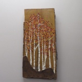 Original Folk Art Painting On Wood Slab