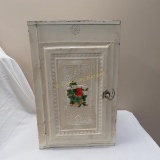 White Metal Pie Safe With 2 Shelves