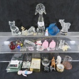 Glass and crystal figurines some Swarovski