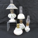 4 small oil lamps, 3 P&A Co & 1 Little Wizard