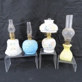 4 antique P&A small oil lamps