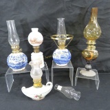 5 small antique oil lamps. Art Line, Japan