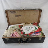 Antique trunk full of Kitchen linens, doilies