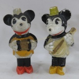 2 Mickey Mouse Bisque Figures with Instruments