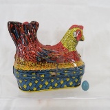 Vintage Baldwin Tin Hen Laying Eggs Toy - works