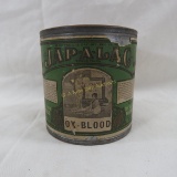 Jap-A-Lac Ox Blood container with paper label