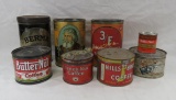 8 vintage coffee tins, Berma, Old Master, 3/F