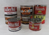 8 vintage coffee tins, Nash's, Sanka, Edwards
