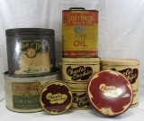 Large collection of vintage and modern tins