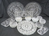 EAPG cut glass crystal trays, fruit bowls