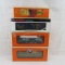 4 Lionel Cars with boxes- Gondola, Flat & box cars