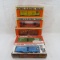 5 Lionel Burlington, Santa Fe & other cars & boxes