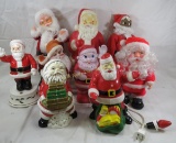 Vintage Santa figures, light up, music box & more