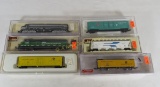 6 N Scale Train Cars with 2 Locomotives