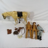Johnny West figures and horse, some accessories