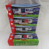 4 Rail King NFL team boxcars Patriots, Dolphins