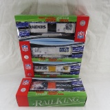 4 Rail King NFL team boxcars Broncos, Packers