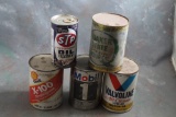 5 Collectible Oil Cans Mobil, Valvoline, STP, Shell