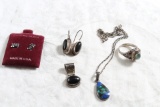 Sterling Silver Ring, Pendants (2) & Earrings (2)