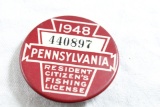 1948 Pennsylvania Celluloid Fishing License 440897