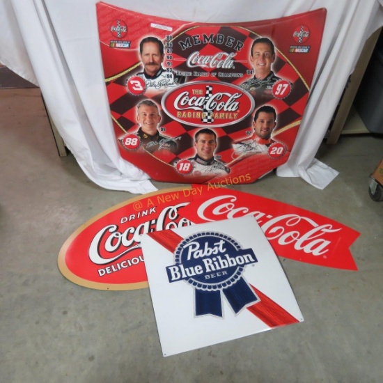 Coca-Cola Signs, NASCAR hood & Pabst sign