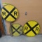 3 Metal Railroad Crossing signs - 1 on post