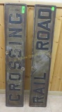 RAILROAD CROSSING cast iron 2 part sign