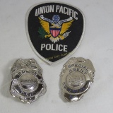 Union Pacific Police Patch & 2 Repro Badges
