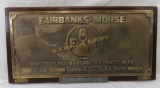 Fairbanks- Morse Builder's Plate Milwaukee Rd