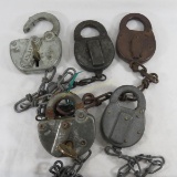 5 C&NW Steel Locks and 2 brass keys
